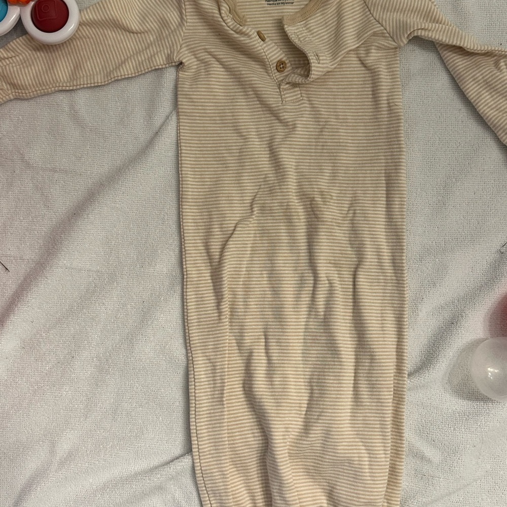 Carter's Beige Striped Baby Gown